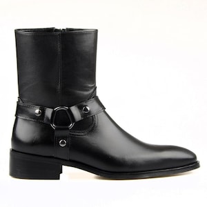 FootCourt- Vintage Men Chelsea Boots Genuine Leather Men Ankle Boots Zipper Male Casual Buckle Strap Shoes Sapato Botas Handmade