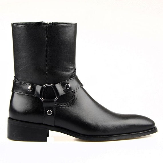 FootCourt- Vintage Men Chelsea Boots Genuine Leather Men Ankle Boots Zipper Male Casual Buckle Strap Shoes Sapato Botas Handmade