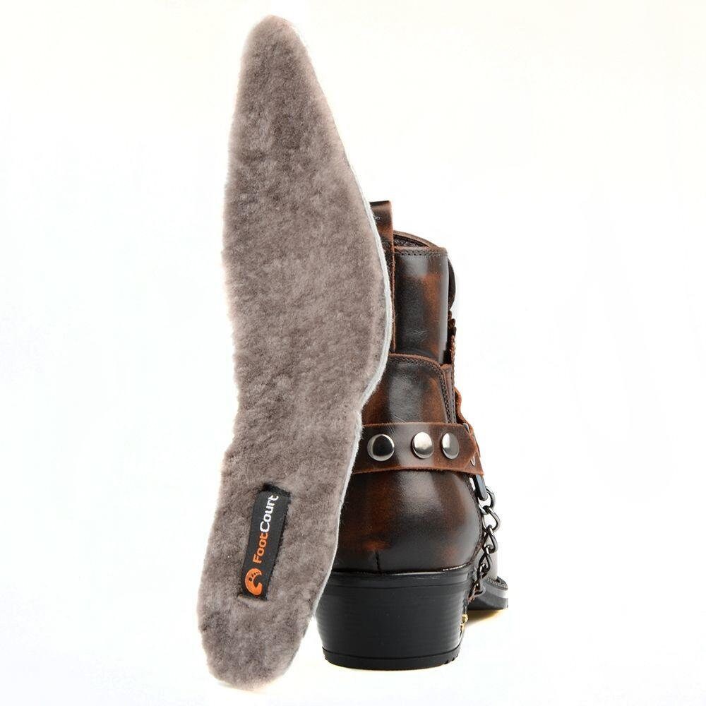 靴 SHEARLING BOOT - BROWN LEATHER 1960's Goat Fur Trim Brown Shearling Lined Winter Eskimo