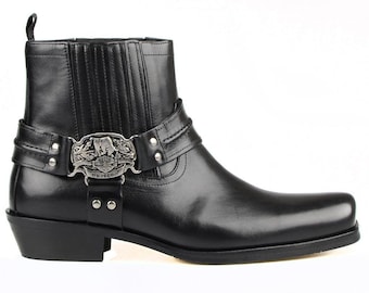 FootCourt- Motorcycle Ankle Boots Vintage Combat Army Punk Men Best Biker Leather Riding Shoes Street Racing Breathable Handmade