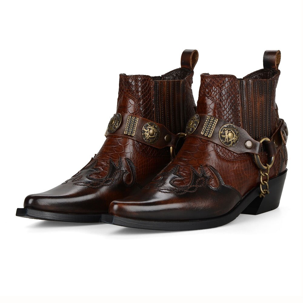 Leather Western Crow Ankle Boots main image 1
