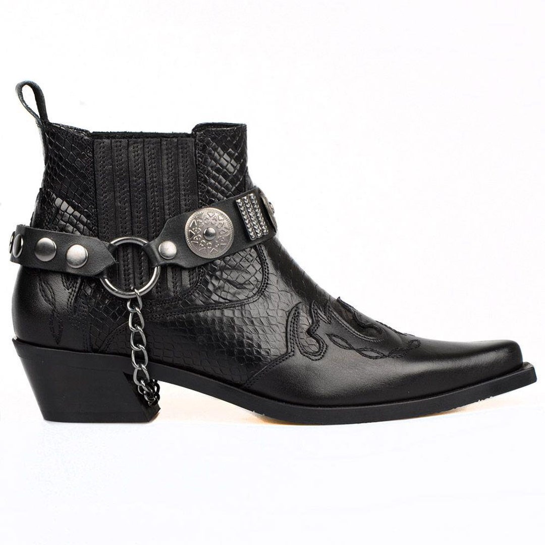 Black cowboy ankle boots womens cheap