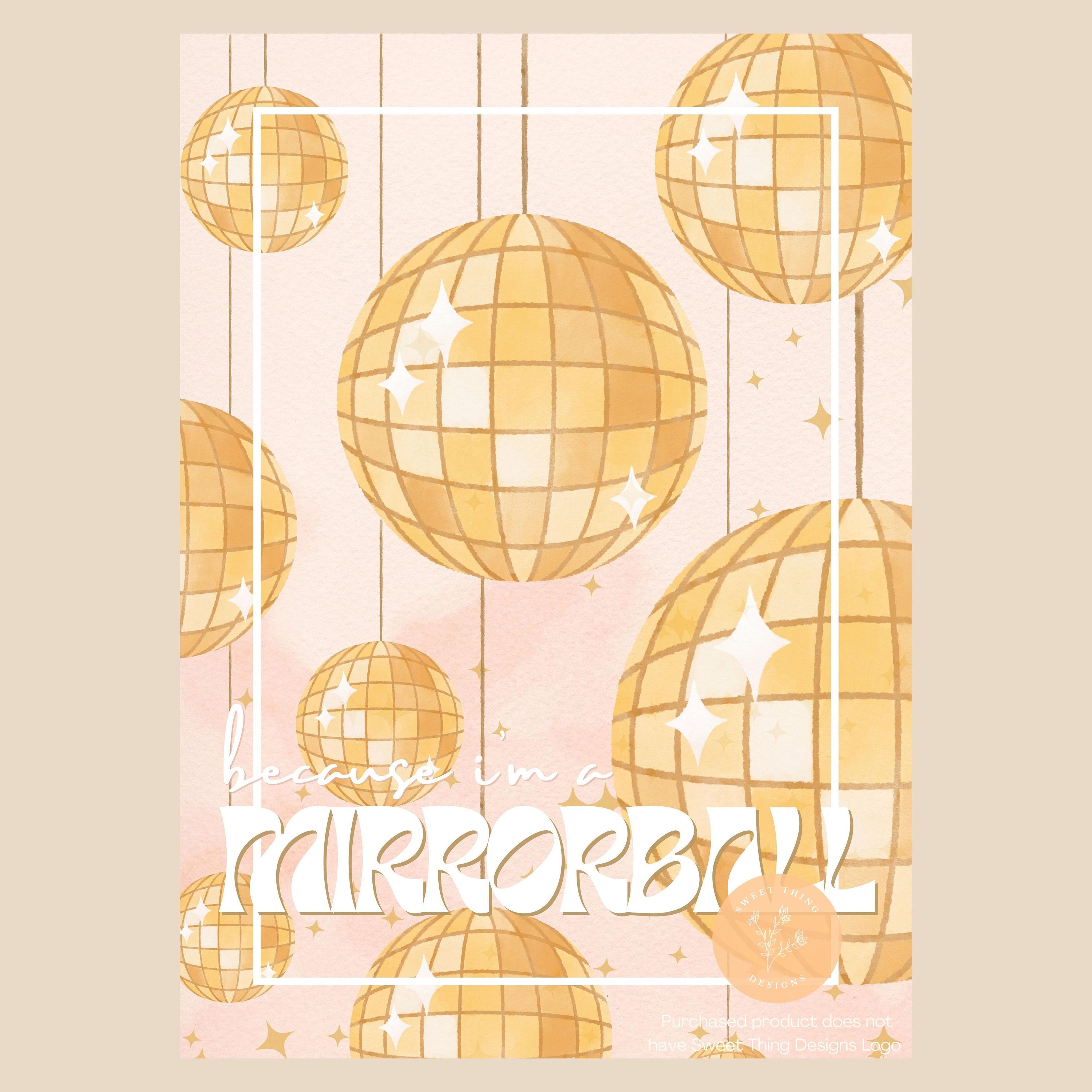 Mirrorball Poster | Retro Y2K style | Printable Wall Art