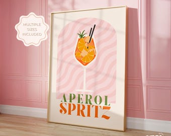 Aperol Spritz-print: retro cocktailposter, barwagendecor (digitale download)
