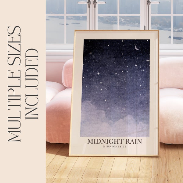 Midnight Rain Poster Watercolour | Printable Wall Art | Digital Download Print at Home | Subtle Swiftie Aesthetic Home Decor | Watercolor