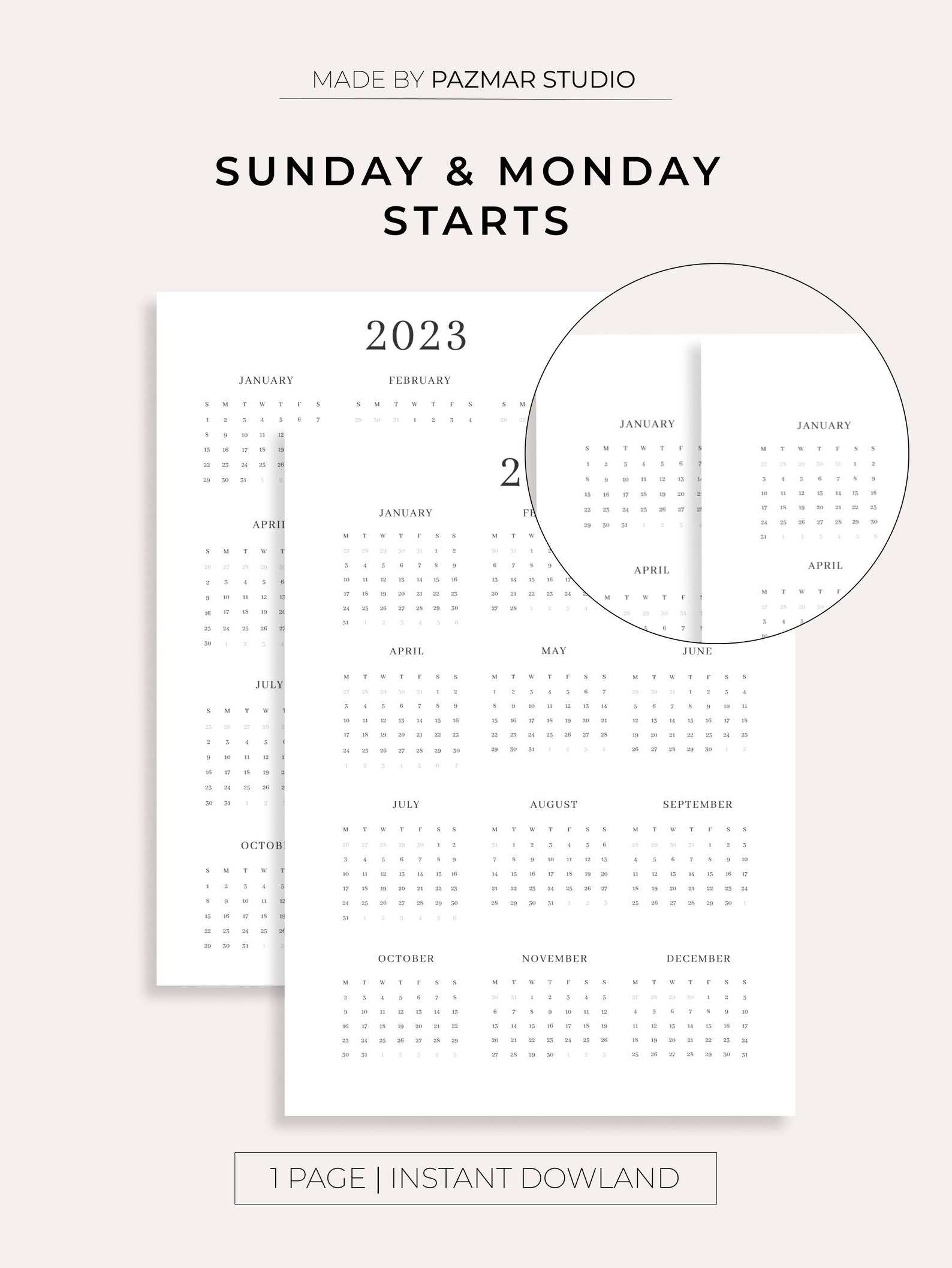 2023 Calendar Printable Calendar 2023 Monthly Planner A4 Etsy
