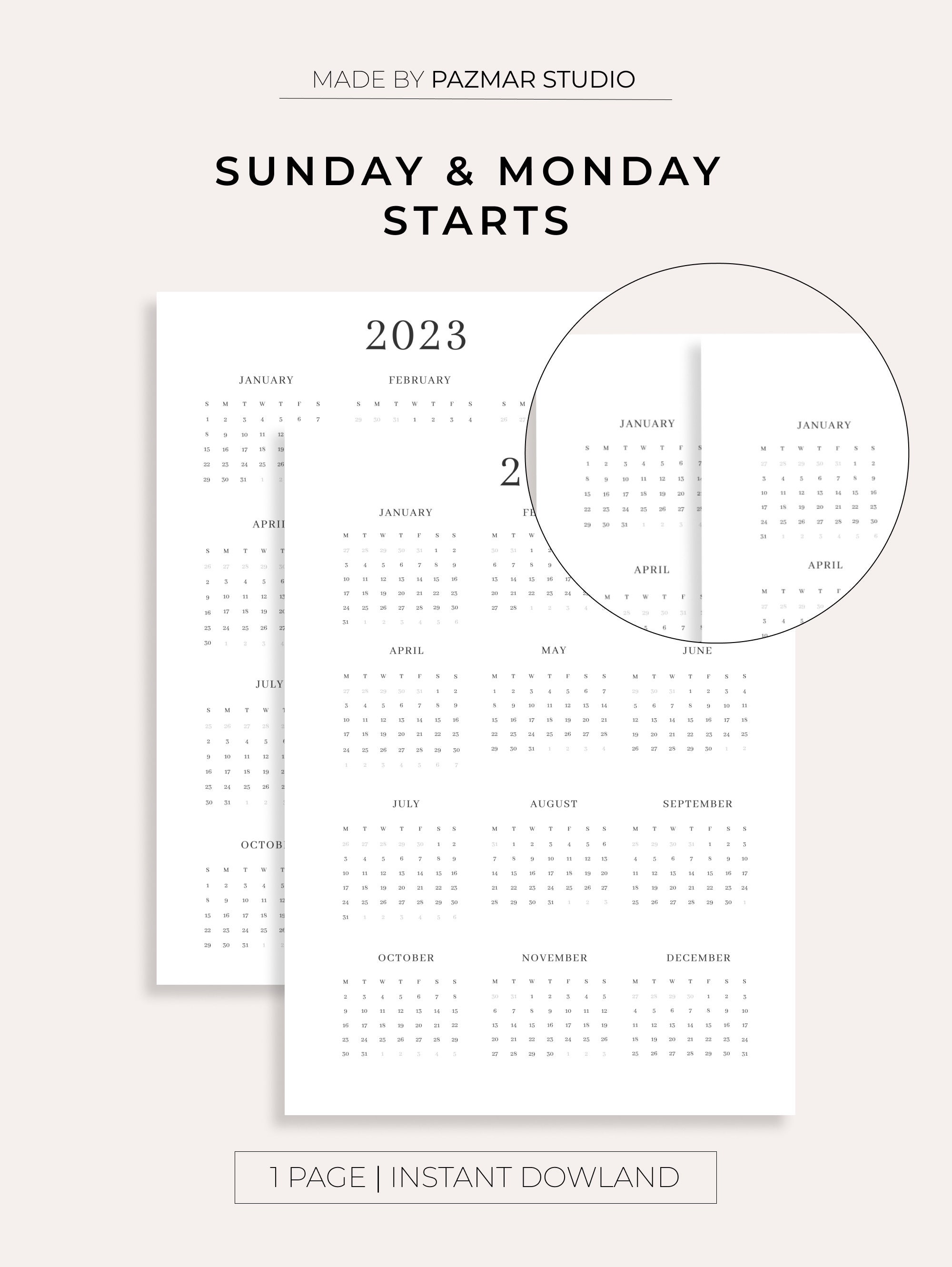 2023 Calendar Printable Calendar 2023 Monthly Planner A4 Etsy