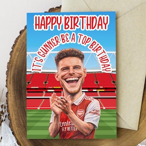 Funny Arsenal Birthday Card Declan Rice Arsenal Card – Football Fan Birthday Card for Arsenal Supporters, Dad, Granddad