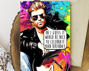 Tarjeta de cumpleaños de George Michael, tarjeta de cumpleaños divertida,