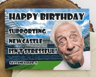 Funny Newcastle Birthday Card Supporting Newcastle Isn’t Stressful Joke Card – Football Fan Birthday Card for Newcastle Supporters,