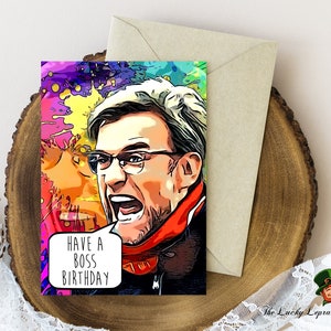 Cartão de aniversário klopp, cartão de aniversário engraçado, cartão de liverpool