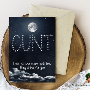 Look at the stars, Birthday Card, Funny Birthday Card, card for him her, offensive card,