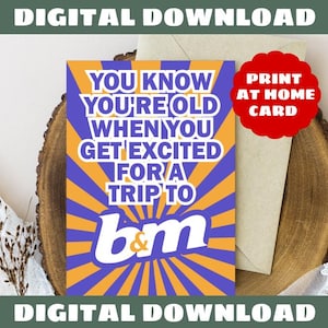 B&M-verjaardagskaart, grappige verjaardagskaart, digitale download, Thuis afdrukken,