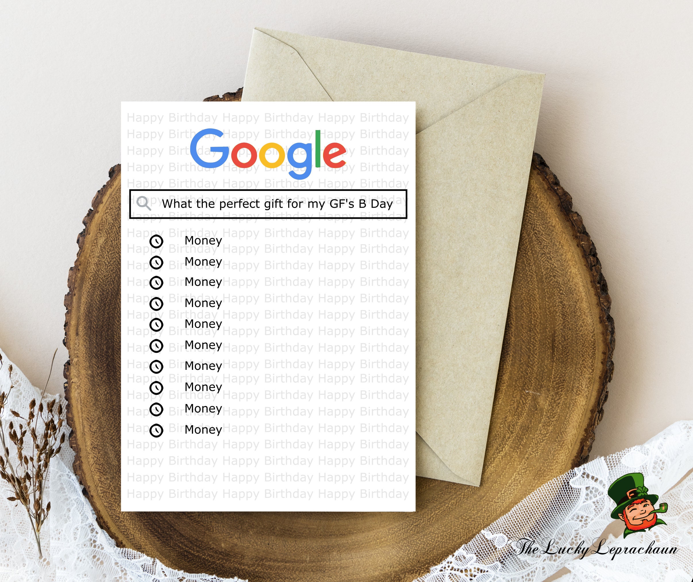 Google Birthday Card, Funny Birthday Card, card for her, joke card