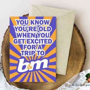 Tarjeta de cumpleaños de B&M, tarjeta de cumpleaños divertida, tarjeta para él y ella, tarjeta de vejez