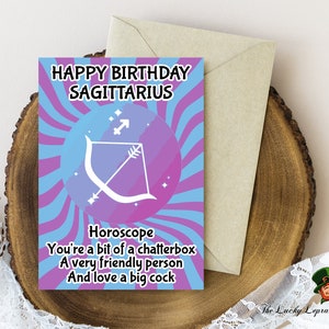 Sagittarius Card, Funny Birthday Card, card for him her, old age card, Horoscope Card