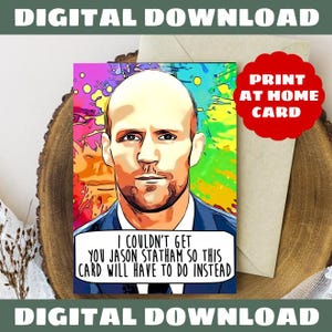 Cartão de aniversário de Jason Statham, cartão de aniversário engraçado, download digital, impressão em casa,