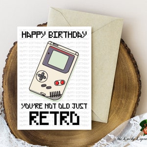 Tarjeta de cumpleaños de jugador, tarjeta de cumpleaños divertida, tarjeta para ella, tarjeta de broma, tarjeta retro