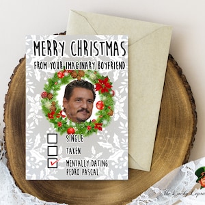 Tarjeta de Navidad Pedro Pascal, Tarjeta de Navidad divertida,