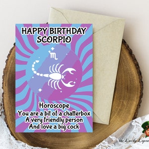 Carte Scorpion, carte d'anniversaire drôle, carte pour lui, carte de vieillesse, carte d'horoscope