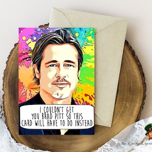 Cartão de aniversário Brad Pitt, cartão de aniversário engraçado,