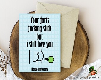 Funny Anniversary Card For Him, Potty Humour Anniversary Card For Boyfriend, Funny Fart Love Card For Husband, Mean Anniversary For Her