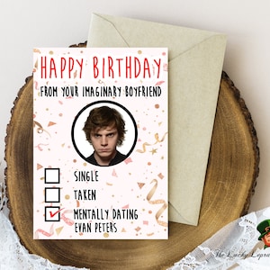 Cartão de aniversário de Evan Peters, cartão de aniversário engraçado,