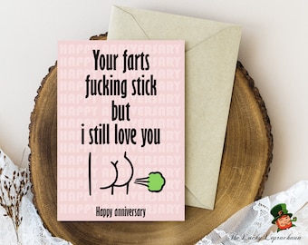 Funny Anniversary Card For Him, Potty Humour Anniversary Card For Boyfriend, Funny Fart Love Card For Husband, Mean Anniversary For Her