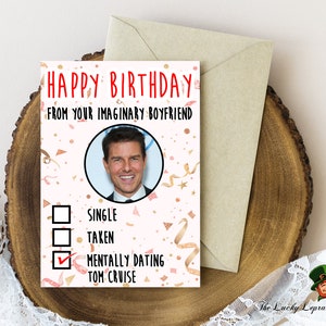 Cartão de aniversário tom cruise, Cartão de aniversário engraçado,