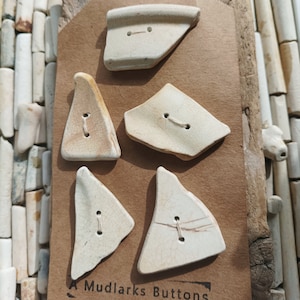 9 X Handmade upcycled vintage sea pottery buttons. APG