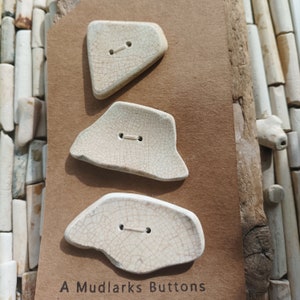 7 x handmade upcycled vintage sea pottery buttons. APD