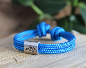 Bracelet for Couples, Engraved Bracelet, Sailing Rope Bracelet, Surfer bracelet, Present girlfriend, Mountain engraved, bracelet engraved