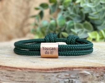 Armband mit Gravur, Segeltauarmband, Armband Männer, Herren Armband, Partnerarmband, Motivationsarmband, Armband mit Spruch, You can do it