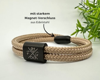 Segeltau Armband mit Gravur, Segeltau Armband, Partnerarmband, Armband Initialen, Geschenk für Freund, persönliches Weihnachtsgeschenk