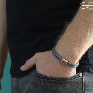 Armband für Männer, Partnerarmband mit Magnetverschluss, Segeltau Armband, personalisiertes Armband, Armband mit Gravur, All Black Armband image 10