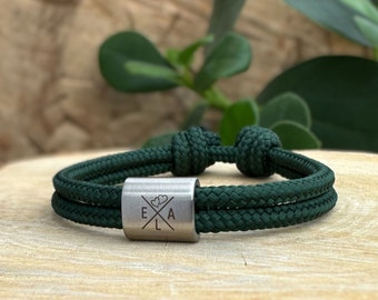 Bracelet corde voile fait main avec gravure, Bracelet voile corde, bracelet avec gravure personnalisée, Bracelet femme et homme, cadeau homme