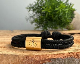 Bracciale Notfall con dati di contatto, Bracciale SOS con nome, Bracciale Notfall con dati, Bracciale con segni, Bracciale personalizzato con incisione