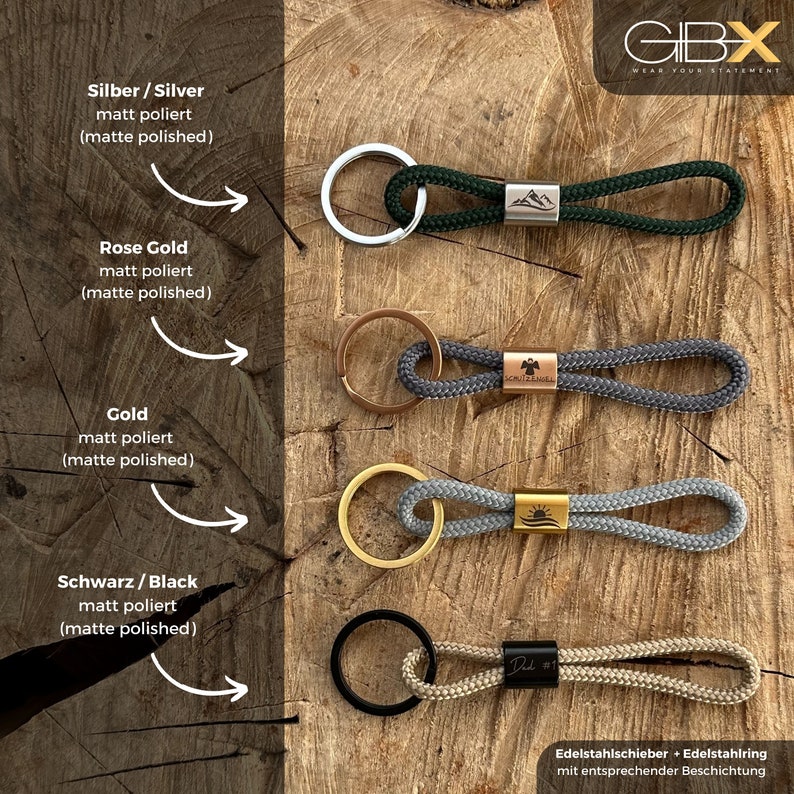 Personalisierter Schlüsselanhänger mit Gravur, Schlüsselbund aus Paracord, Segeltau Schlüsselanhänger, Auto Schlüsselanhänger, Geschenk Mann Bild 3