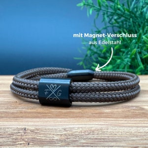 Herren Armband Gravur, Partnerarmband mit Magnetverschluss, Segeltau Armband, personalisiertes Armband, Armband mit Gravur, Geschenk Freund