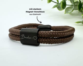 Personalized bracelet, brother heart, engraved bracelet for men and women, partner bracelet, name, women's and men's jewelry, surfer bracelet
