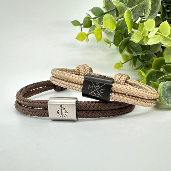 Vatertagsgeschenk Armband Männer, Segeltau Armband Herren personalisiert, Partnerarmband Papa, Vatertag Geschenkidee, Anker Gravur Vater