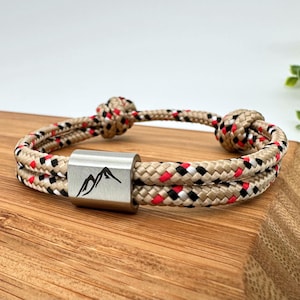 Personligt vandringsarmband, present till honom, partnerarmband med gravyr, initialarmband, namnarmband, damarmband, berg