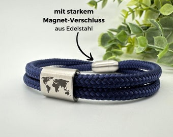 Weltreise Armband aus Segeltau, Auslandsjahr, Au-Pair, Auslandsreise, Work and Travel Freundschaftsarmband, Männerarmband, Frauenarmband