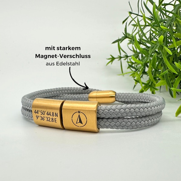 Brassard Männer, Gravur Schmuck für Herren und Jungen, Vatertagsgeschenk Armband personalisiert, Schmuck Segeltau Vatertag, Brassard Papa