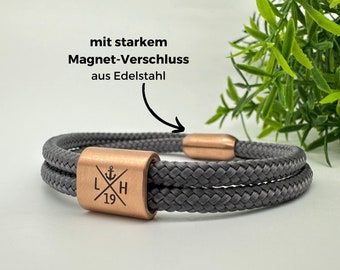 Personalisiertes Segeltau Armband mit Gravur, Partnerarmband mit Initialen, Tolles Geschenk für Freund oder Freundin, gravierte Initialen