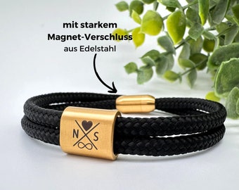 Segeltau Armband mit Gravur, Segeltau Armband, Partnerarmband, Armband Initialen, Geschenk für Freund, persönliches Weihnachtsgeschenk