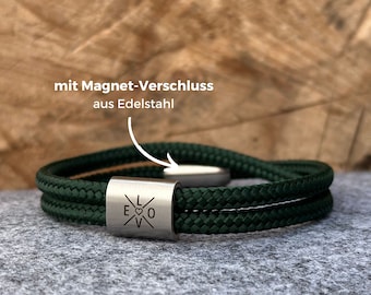 Herrenarmband, Partnerarmband, Armband mit Grauvr, Segeltauarmband, Surferarmband, Weihnachtsgeschenk Mann, Armband personalisiert