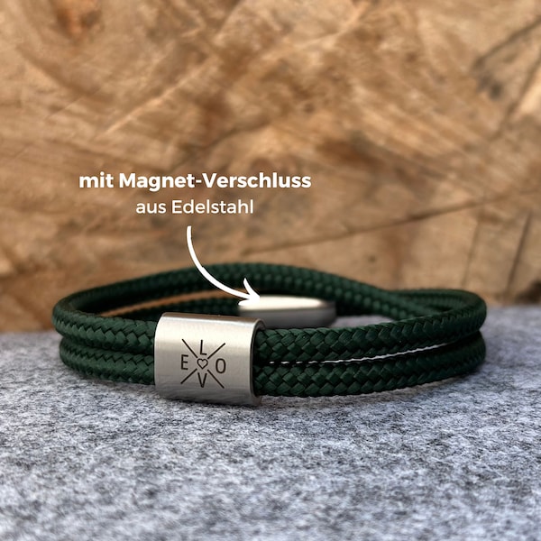 Herrenarmband, Partnerarmband, Armband mit Grauvr, Segeltauarmband, Surferarmband, Weihnachtsgeschenk Mann, Armband personalisiert