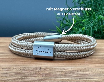 Herren Armband, Segeltau Armband, Armband personalisiert, Armband mit Gravur, Geschenkidee Freund, Partnerarmband mit Magnetverschluss