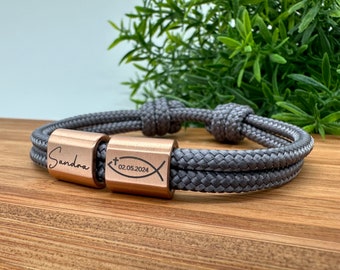 Bransoletka komunijna rybka personalizowana z grawerem, bransoletka do bierzmowania, bransoletka na konsekrację młodzieży, bransoletka z grawerem na rozpoczęcie szkoły lub chrzest